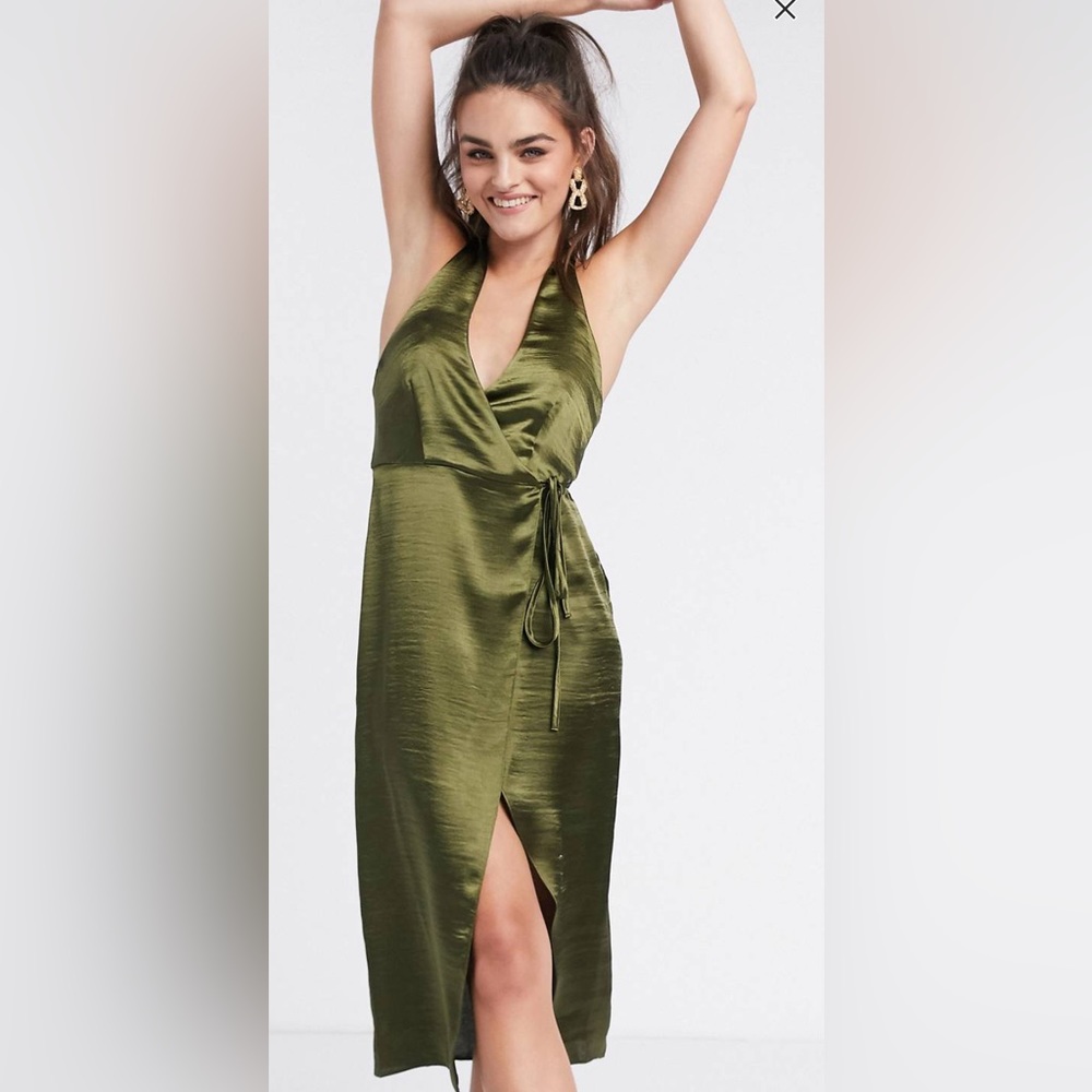 ASOS satin halter neck dress